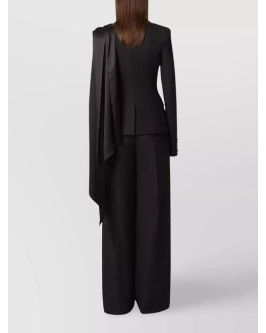 Nina Ricci Black Wool Double-Breasted Draped Blazer