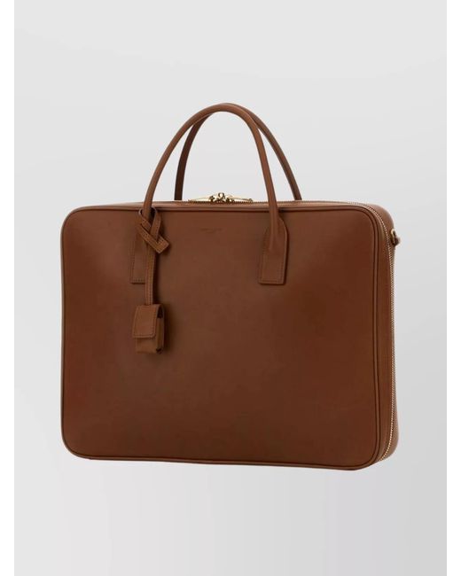 Saint Laurent Brown Leather Briefcase for men