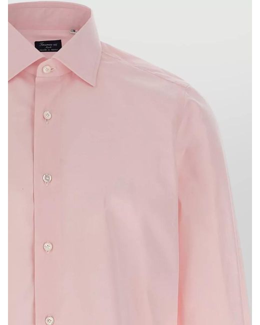 Finamore 1925 Pink Napoli Shirt Button Cuffs Curved Hem for men