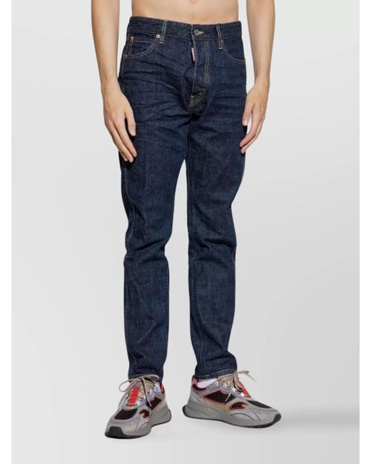 DSquared² Blue Speckled Straight-Leg Trousers for men