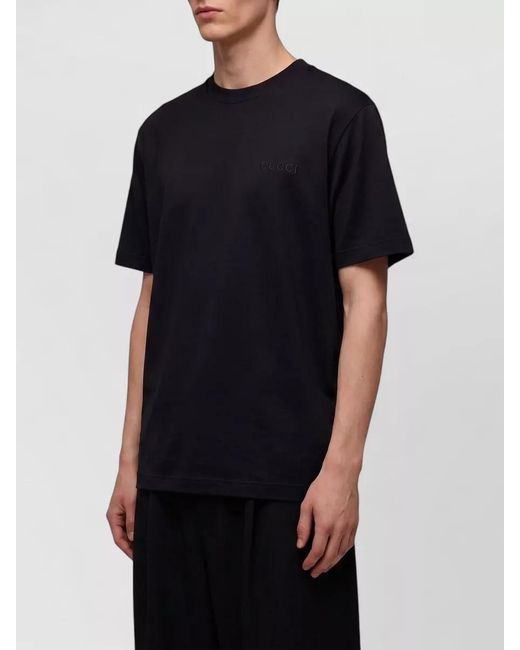 Gucci Black Cotton Ribbed Crew Neck Short Sleeve T-Shirt for men