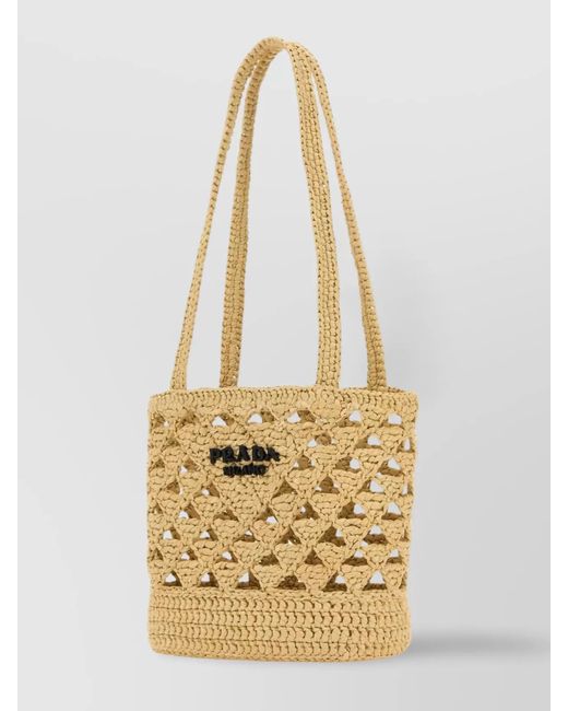 Prada Metallic Straw Tote Bag