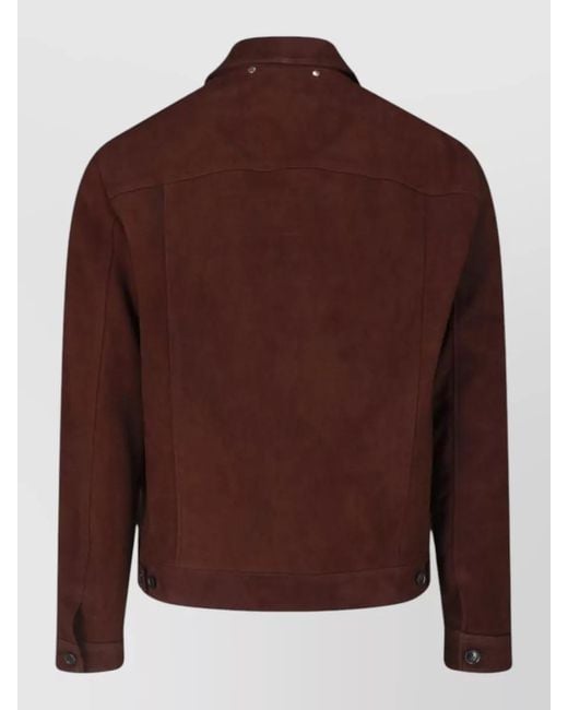 Paul Smith Brown Collared Coat Side Pockets Button Cuffs for men