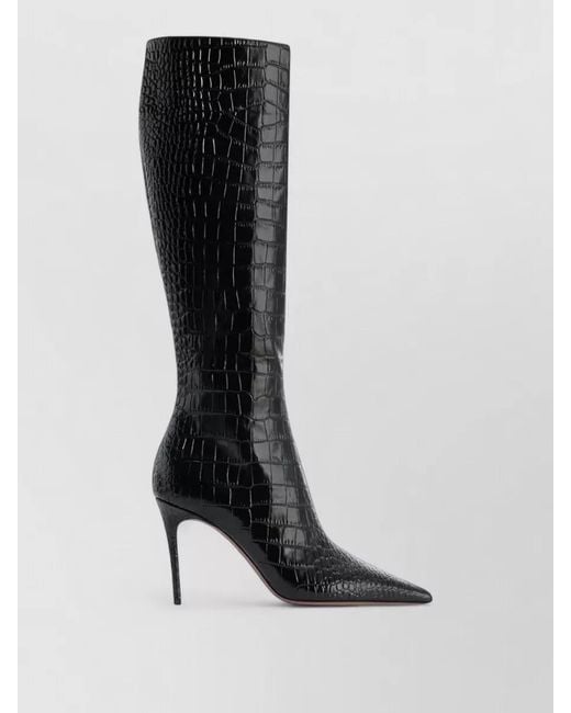 Paris Texas Black Vera Knee High Crocodile Effect Boots 85