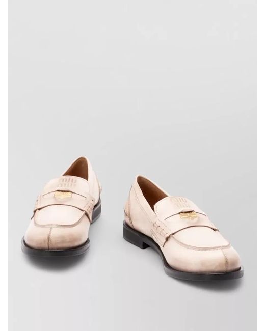Miu Miu Natural Leather Loafers