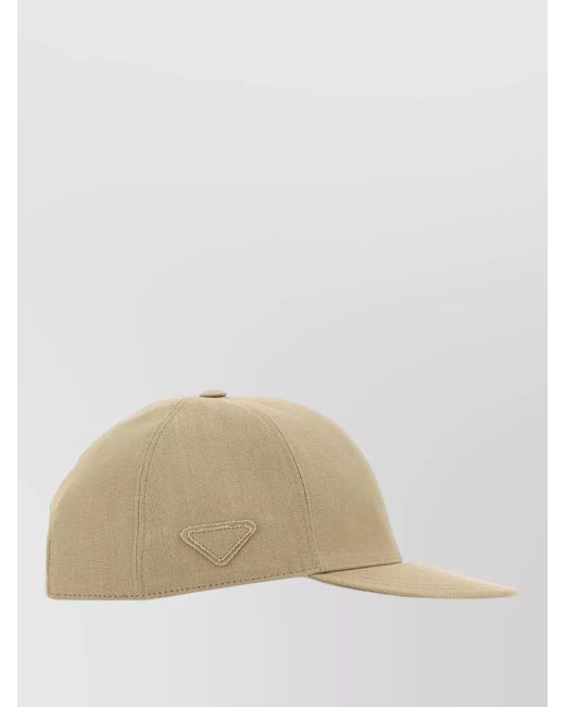 Prada Natural Linen Baseball Cap Curved Brim Design for men