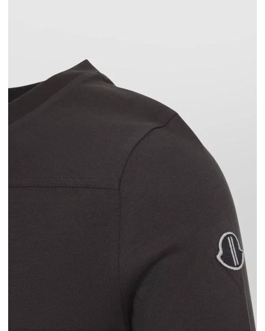 Moncler Black Cotton Slim Fit Panelled Long Sleeve Crewneck Top