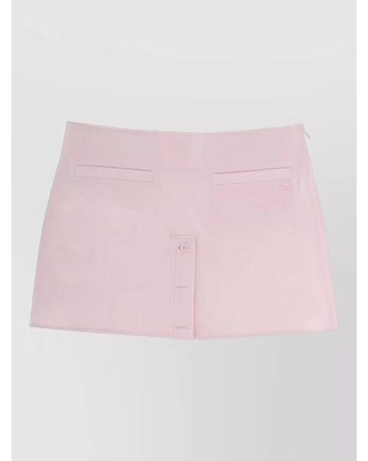 Courreges Pink Mini Skirt Button Detail Back Pockets