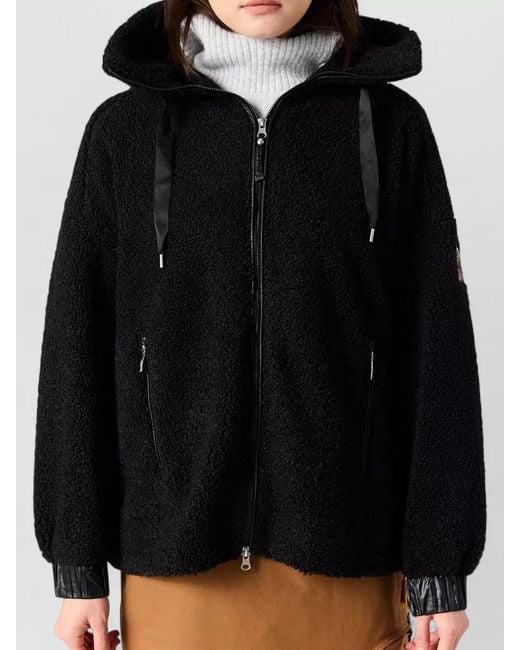 Parajumpers Black Noelle Hooded Fleece Jacket Zip Front