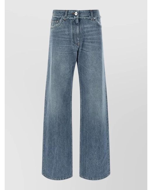 Versace Blue Denim Low-Rise Wide-Leg Jeans