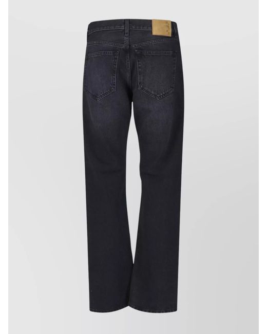 Haikure Blue Straight Leg Five-Pocket Trousers With Belt Loops for men