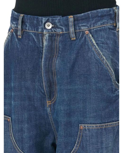 Maison Margiela Blue Denim Paneled Wide-Leg Trousers for men