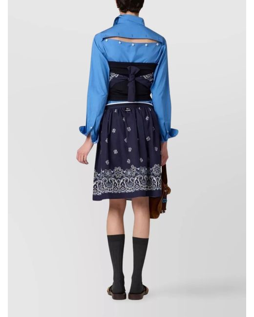 Miu Miu Blue Cornflower Print Poplin Skirt