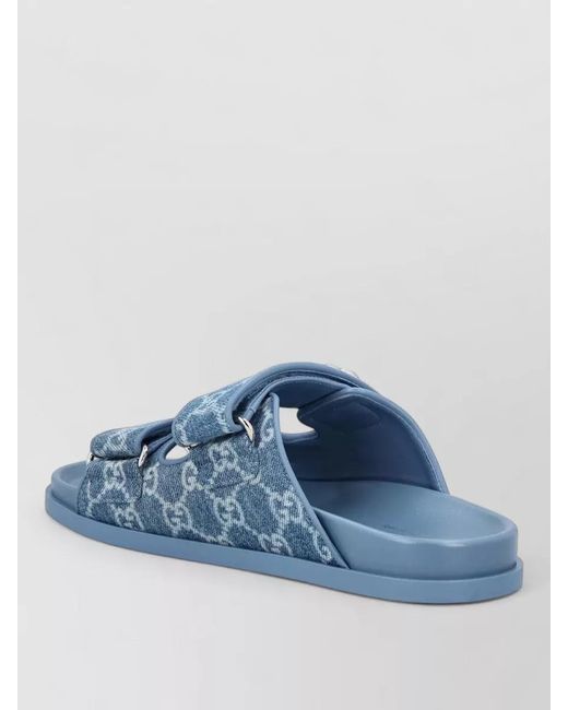 Gucci Blue Slide Sandals Open Toe Flat Sole