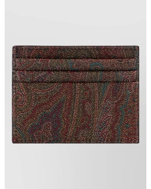 Etro Brown Arnica Card Holder Slim Design for men