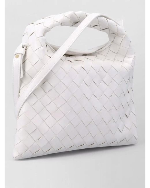 Bottega Veneta Gray Mini Hop Intrecciato Calfskin Shoulder Bag