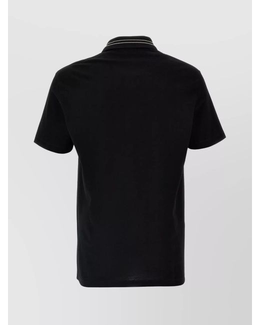Versace Black Cotton Piqué Short-Sleeve Polo Shirt for men