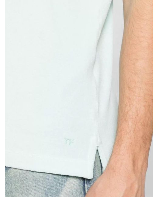 Tom Ford Blue Cotton Short-Sleeve Polo Shirt for men