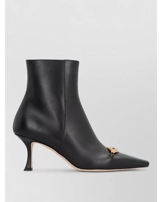 Jimmy Choo Black Ryker Leather Ankle Boots Pointed Toe Stiletto