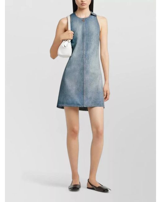 Courreges Blue Denim Sleeveless A-Line Mini Dress