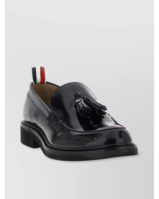 Thom Browne Black Leather Tassel Loafers
