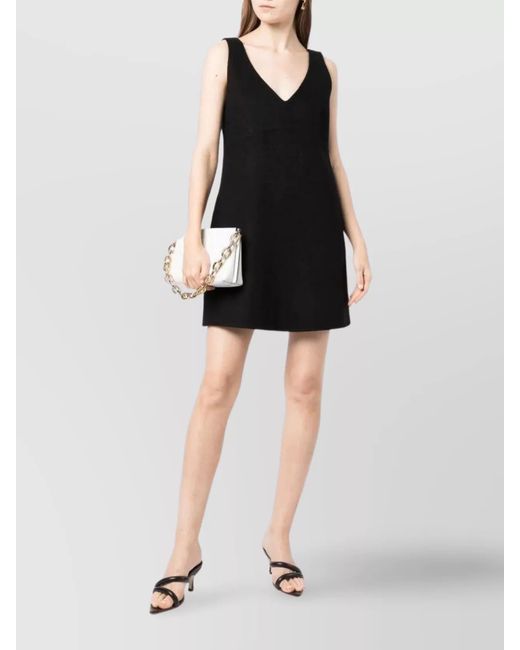 P.A.R.O.S.H. Black Wool V-Neck Sleeveless Mini Dress