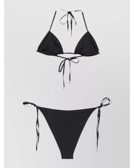 MARINE SERRE White Triangle Bikini Set Adjustable Straps Embroidery