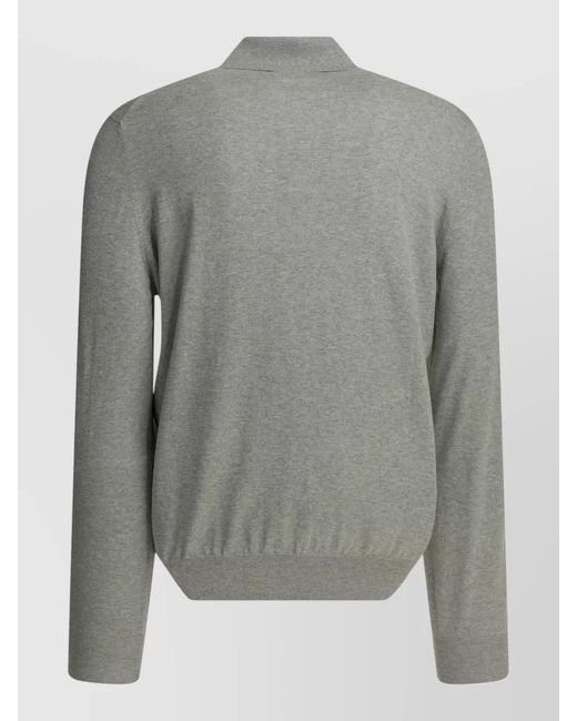 Brunello Cucinelli Gray Polo Shirt Button Placket Ribbed Cuffs Hem for men