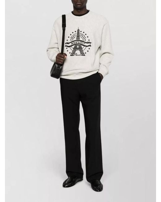 KENZO White Cotton Crew Neck Long-Sleeve Sweatshirt for men