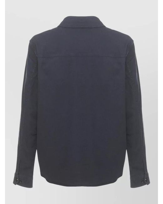 Woolrich Blue Cotton Linen Long-Sleeve Shirt Jacket for men