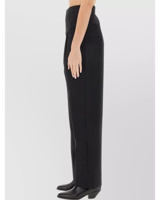 Isabel Marant Black Wool Regular-Fit Wide-Leg Trousers