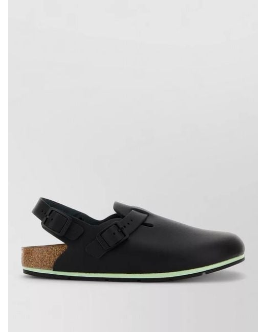 Birkenstock Black Tokyo Leather Sliders Adjustable Strap Cork Sole