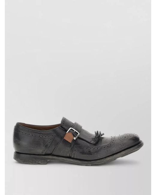 Church's Gray Leather Shanghai Monk Loafers Buckle Tassels for men