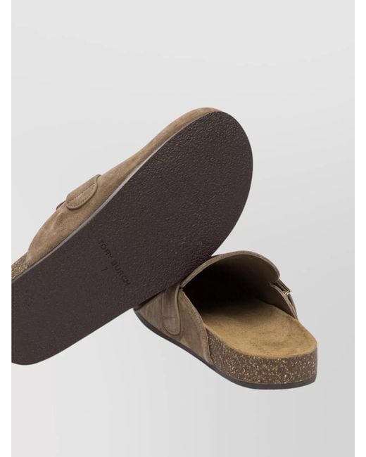 Tory Burch Brown Suede Leather Mellow Mules