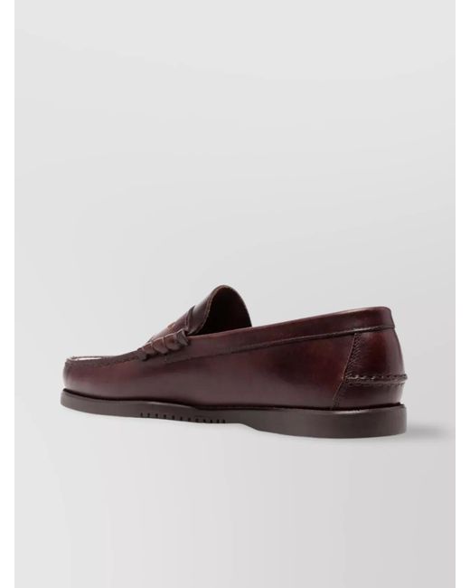 Paraboot Brown Smooth Leather Penny Loafers for men