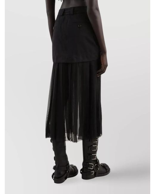 Dolce & Gabbana Black Silk Pleated Midi Skirt