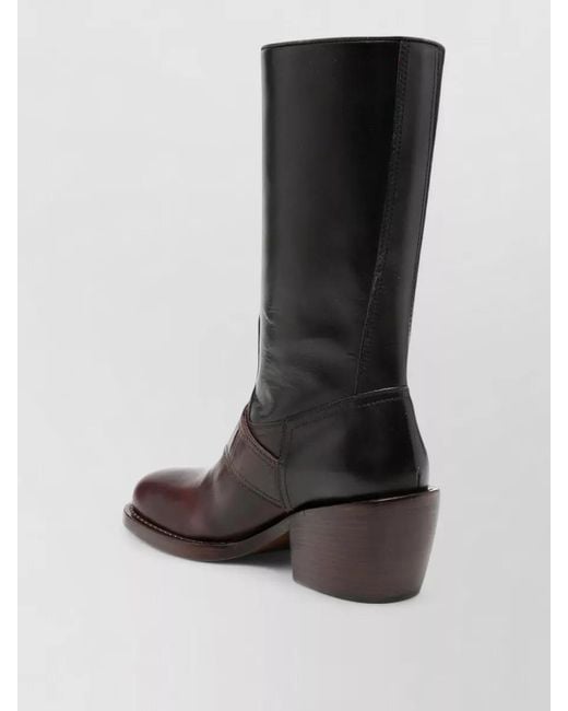 Dries Van Noten Brown Square Toe Ankle Boots Buckle Strap
