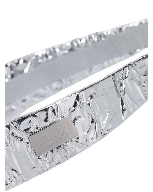 MM6 by Maison Margiela White Metallic Textured Design Hair Accessory Set