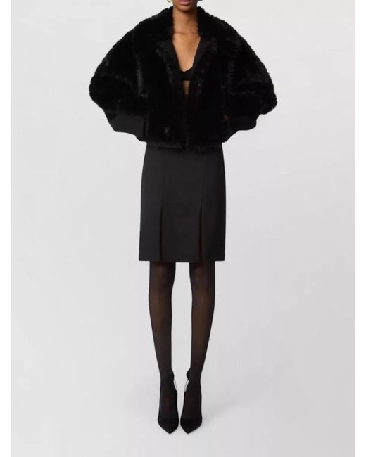 Nina Ricci Black Faux Fur Long-Sleeve Coat