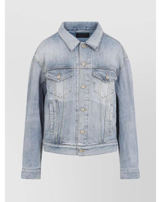 Balenciaga Blue Standing Collar Denim Jacket