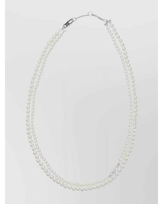 Céline White Pearl Beads Double Strand Necklace for men