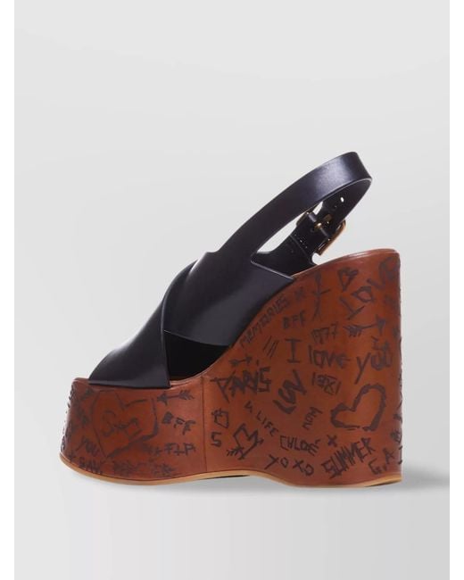 Chloé Multicolor Leather Wedge Sandals