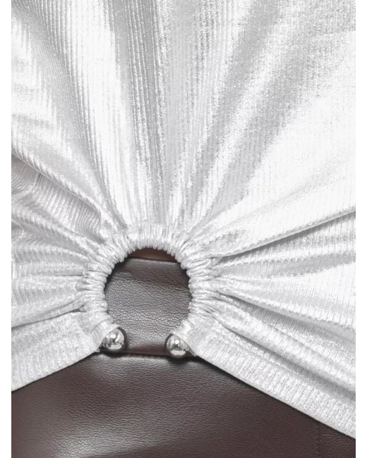 Rabanne White Sleeveless Top Metal Hem Ring Detail