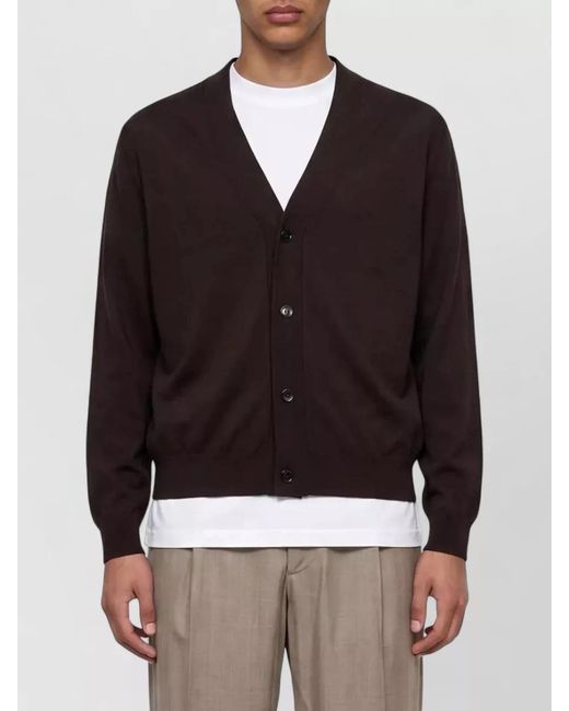 Lardini Black V Neck Long Sleeve Knit Top for men
