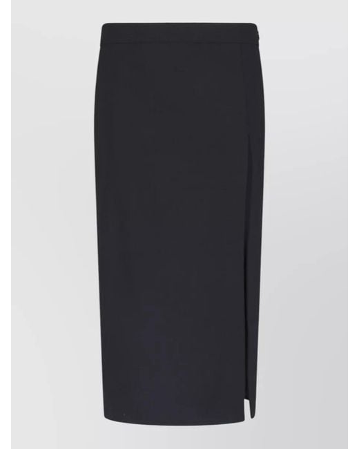 Dondup Blue High Waisted Midi Skirt Side Slit