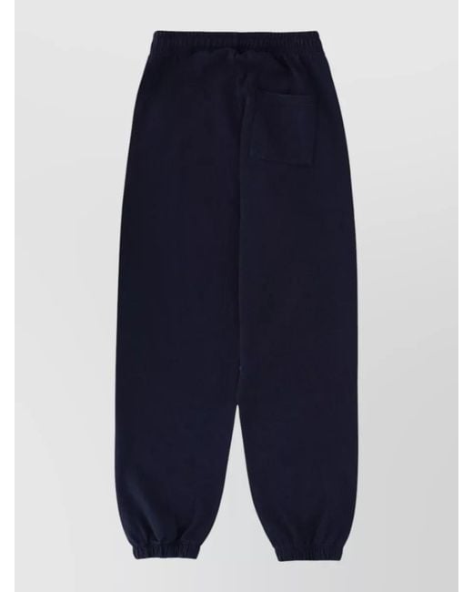 Sporty & Rich Blue Logo Sweat Pants Elastic Cuffs Pockets