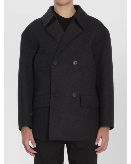 Fendi Black Wool Peacoat for men