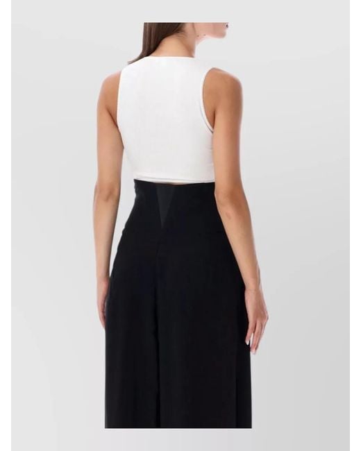 Alaïa Black V Neck Cropped Rib Jersey Top