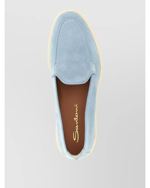 Santoni Blue Suede Loafers