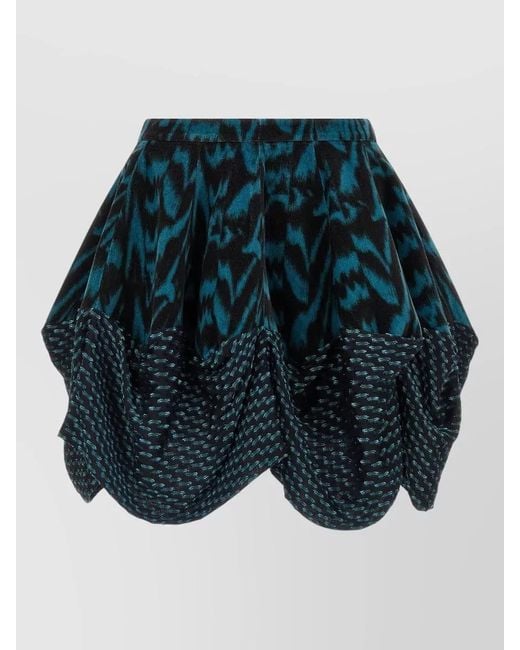 Kiko Kostadinov Blue Evelyn Skirt Draped High Waist Pleated Texture